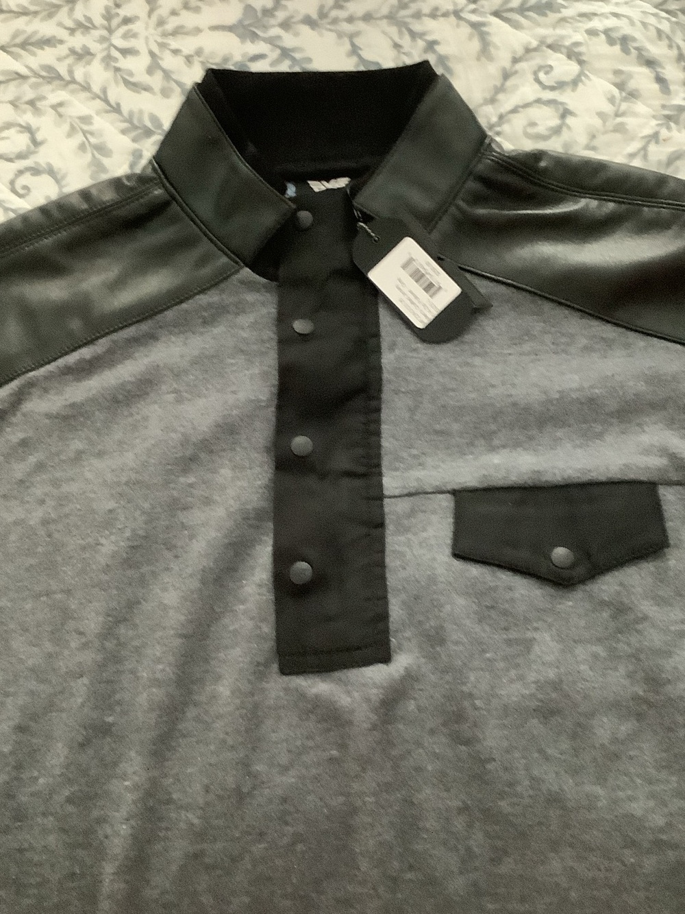PXG Grey Long Sleeve Polo with Black Trim